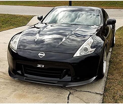 Stay-Tuned, CT-Style ABS Front Bumper Lip Spoiler Body Kit + Universal Side Skirt Extensions Splitters Diffuser, Compatible with 2009-2012 Nissan 370Z Z34, Exterior Accessory (Unpainted Black) in Saudi Arabia