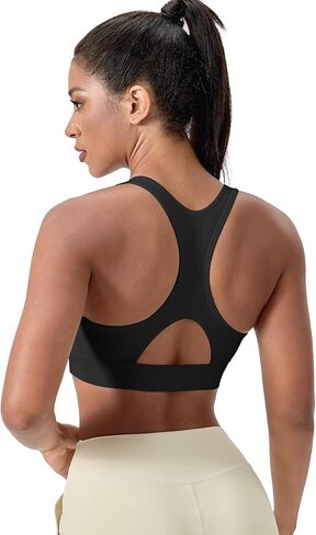 حمالة صدر رياضية للنساء من Racerback قطع علوية قصيرة بدون أكمام متوسطة التأثير حمالة صدر لليوجا برقبة على شكل حرف V مع أكواب قابلة للإزالة in Kuwait