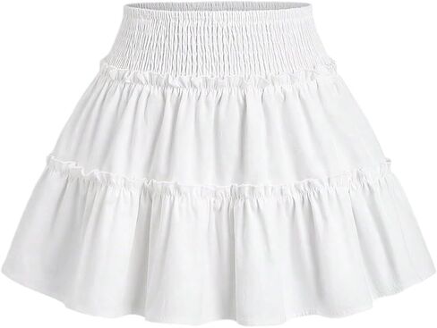 تنورة قصيرة مكشكشة ذات طبقات Y2k للنساء من GORGLITTER، تنانير مكشكشة مرنة عالية الخصر in Kuwait