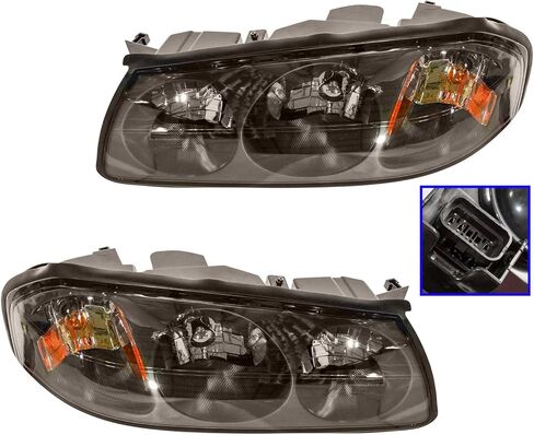 TRQ 2 Piece Driver & Passenger Side Headlight Assembly Set Compatible with 2000-2004 Chevrolet Impala GM2502201 GM2502354 GM2503201 in Saudi Arabia