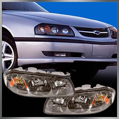 TRQ 2 Piece Driver & Passenger Side Headlight Assembly Set Compatible with 2000-2004 Chevrolet Impala GM2502201 GM2502354 GM2503201 in Saudi Arabia