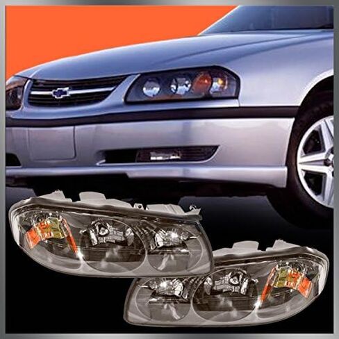 TRQ 2 Piece Driver & Passenger Side Headlight Assembly Set Compatible with 2000-2004 Chevrolet Impala GM2502201 GM2502354 GM2503201 in Saudi Arabia