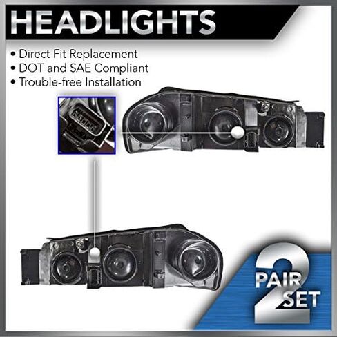 TRQ 2 Piece Driver & Passenger Side Headlight Assembly Set Compatible with 2000-2004 Chevrolet Impala GM2502201 GM2502354 GM2503201 in Saudi Arabia