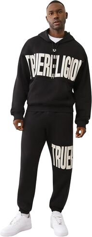 True Religion Men's Knit Panel TR Cinched Hoodie – Pullover Hooded Sweatshirt in Saudi Arabia
