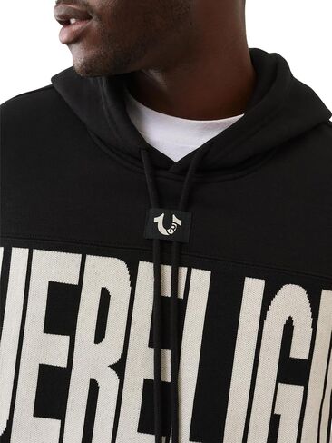 True Religion Men's Knit Panel TR Cinched Hoodie – Pullover Hooded Sweatshirt in Saudi Arabia