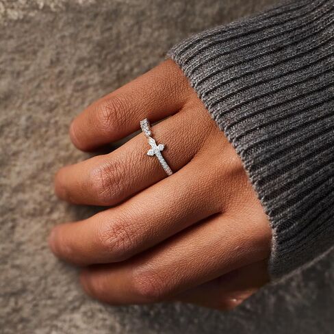 STORYJEWELLERY Cross Rings for Women, 925 Sterling Silver Rings, Purity Ring, Dainty Sideways Cross Ring, Christian Jewelry, Gifts for Women in Saudi Arabia