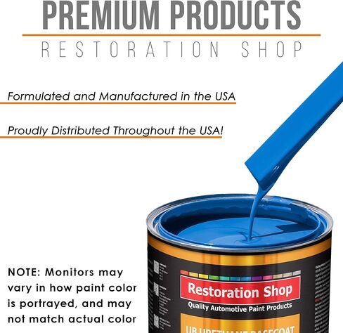 Restoration Shop - Coastal Highway Blue Urethane Basecoat with Clearcoat Auto Paint - Complete Fast Gallon Paint Kit - Professional High Gloss Automotive, Car, Truck Refinish Coating in Saudi Arabia