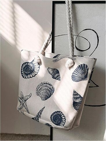Women's Graphic Large Capacity Canvas Tote Bag Rope Double Handle Underarm Shoulder Handbags in Saudi Arabia