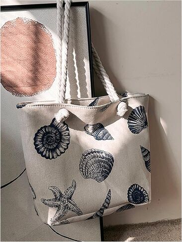 Women's Graphic Large Capacity Canvas Tote Bag Rope Double Handle Underarm Shoulder Handbags in Saudi Arabia