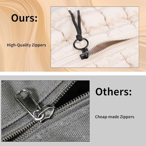 Quilted Puffy Tote Bag for Women – Large-Capacity Nylon Puffer Crossbody Bag with Zipper in Kuwait