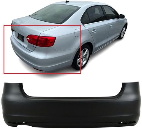 FitParts متوافق مع غطاء المصد الخلفي Volkswagen Jetta 2011 2012 2013 2014 S SE SEL TDI Sedan 11 12 13 14. جديد، مُجهز وجاهز للطلاء. بدون مستشعر مساعد ركن السيارة وفتحات خطاف السحب. in Saudi Arabia