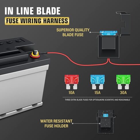 Willpower Wiring Harness Kit 1 الرصاص 10FT 3 متر LED شريط ضوء العمل 12V 24V الأسلاك تشغيل / إيقاف التبديل 40A مجموعة تسخير التتابع للطرق الوعرة ATV Jeep متضمنة in Saudi Arabia