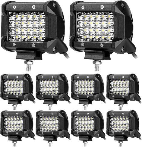 أضواء LED قرنة 4 بوصة 72 واط 10 قطع من أضواء الطريق مكعب رباعي الصف بقعة شعاع أدى ضوء بار العمل جرار القيادة ضوء الضباب للشاحنات سيارة ATV UTV SUV RV عربة الغولف بيك اب قارب دراجة نارية حافلة الثقيلة in Kuwait