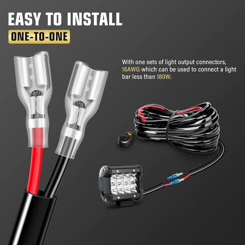 Willpower Wiring Harness Kit 1 الرصاص 10FT 3 متر LED شريط ضوء العمل 12V 24V الأسلاك تشغيل / إيقاف التبديل 40A مجموعة تسخير التتابع للطرق الوعرة ATV Jeep متضمنة in Saudi Arabia