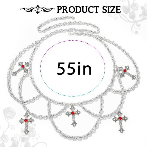 Navoky Gothic Cross Layered Waist Chain Y2k Charms Body Chain Punk Belt Adjustable Belly Jewelry for Women in Saudi Arabia