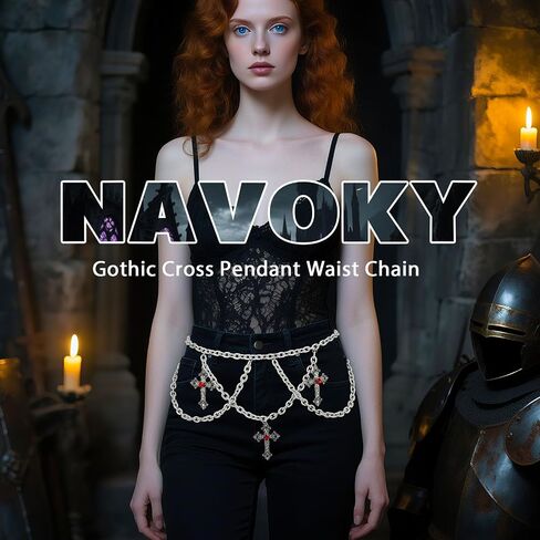 Navoky القوطية الصليب الطبقات الخصر سلسلة Y2k سحر الجسم سلسلة الشرير حزام قابل للتعديل البطن مجوهرات للنساء in Saudi Arabia