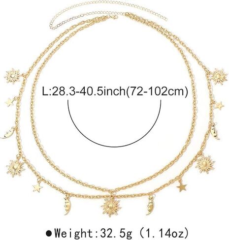 Gold Waist Chain for Women Multilayer Chain Belt Sun Moon Star Layered Belly Body Chain Trendy Elegant Jewelry Accessories in Saudi Arabia
