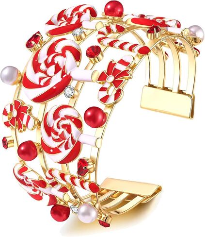 Christmas Bracelets for Women Holiday Cuff Bracelet Red Green Christmas Bow Bracelet Bangles Christmas Outfits Accessories Holiday Jewelry Gifts Party Favors in Saudi Arabia