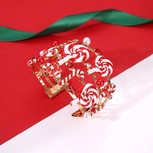 Christmas Bracelets for Women Holiday Cuff Bracelet Red Green Christmas Bow Bracelet Bangles Christmas Outfits Accessories Holiday Jewelry Gifts Party Favors in Saudi Arabia