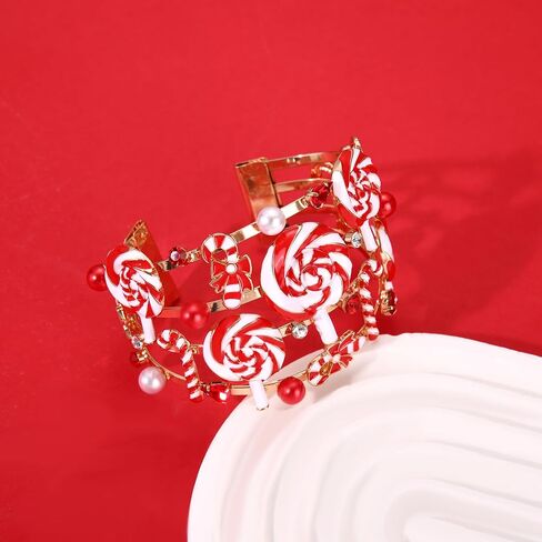 Christmas Bracelets for Women Holiday Cuff Bracelet Red Green Christmas Bow Bracelet Bangles Christmas Outfits Accessories Holiday Jewelry Gifts Party Favors in Saudi Arabia