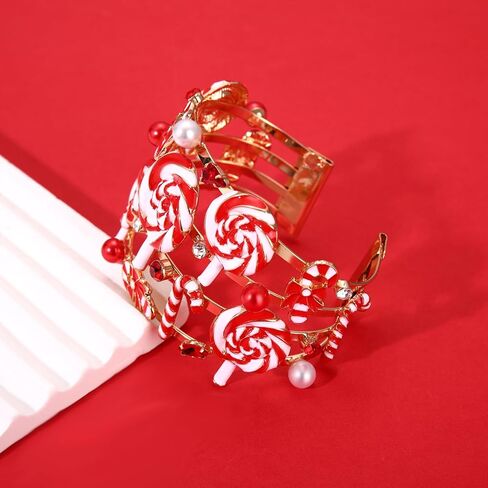 Christmas Bracelets for Women Holiday Cuff Bracelet Red Green Christmas Bow Bracelet Bangles Christmas Outfits Accessories Holiday Jewelry Gifts Party Favors in Saudi Arabia