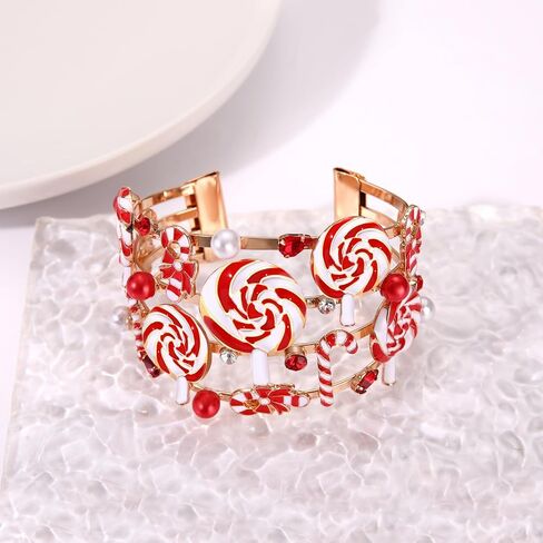 Christmas Bracelets for Women Holiday Cuff Bracelet Red Green Christmas Bow Bracelet Bangles Christmas Outfits Accessories Holiday Jewelry Gifts Party Favors in Saudi Arabia