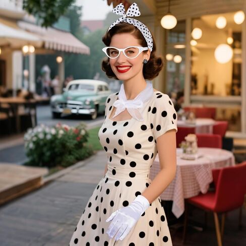 HOVEOX 1950s Costume Accessories for Women 50s Accessories for Women Scarf Glasses Headband Gloves for 50s Party in Kuwait