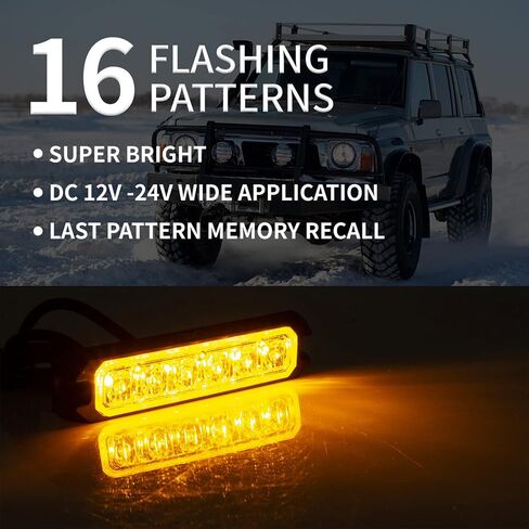 FXC 2pack الترا سليم 6-LED وامض الأضواء القوية لشاحنة سيارة سيارة LED مصبغة ضوء الطوارئ منارة الحذر أضواء تحذير المخاطر الأخضر / الأبيض in Saudi Arabia