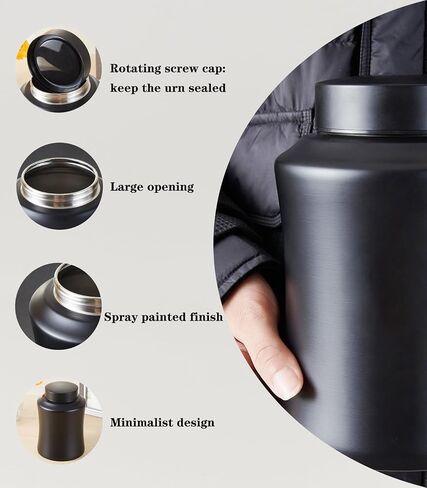 Urns for Ashes Adult Male Female Funeral Burial Keepsake Large Cremation Urns Human Remains Ashes Black Stainless Steel Up to 160lbs in Saudi Arabia