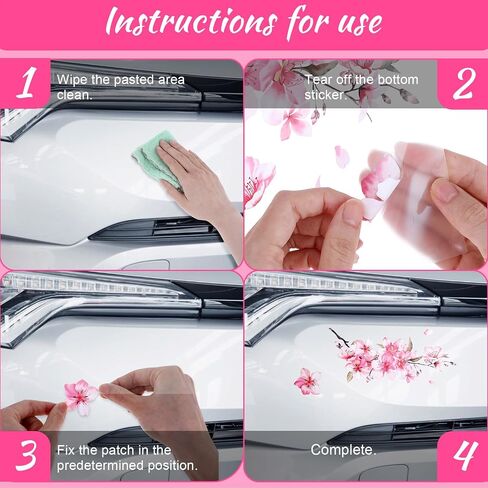 2 Pcs Car Stickers for Women, Cherry Blossom Vinyl Car Sticker Scratches Stickers Car Decoration, Vinyl Waterproof Sticker Decal Car Motocycle Laptop Wall Window Luggage Bumper Sticker in Saudi Arabia