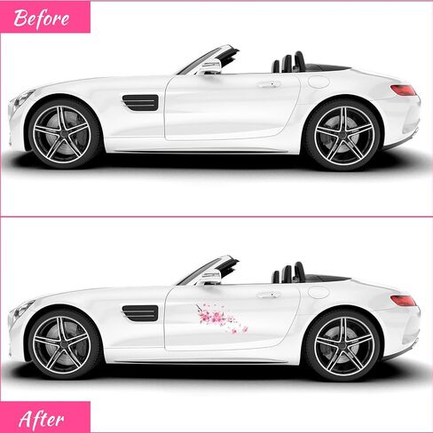 2 Pcs Car Stickers for Women, Cherry Blossom Vinyl Car Sticker Scratches Stickers Car Decoration, Vinyl Waterproof Sticker Decal Car Motocycle Laptop Wall Window Luggage Bumper Sticker in Saudi Arabia