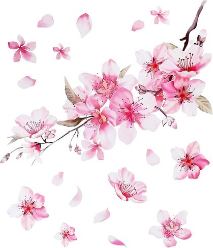 2 Pcs Car Stickers for Women, Cherry Blossom Vinyl Car Sticker Scratches Stickers Car Decoration, Vinyl Waterproof Sticker Decal Car Motocycle Laptop Wall Window Luggage Bumper Sticker in Saudi Arabia
