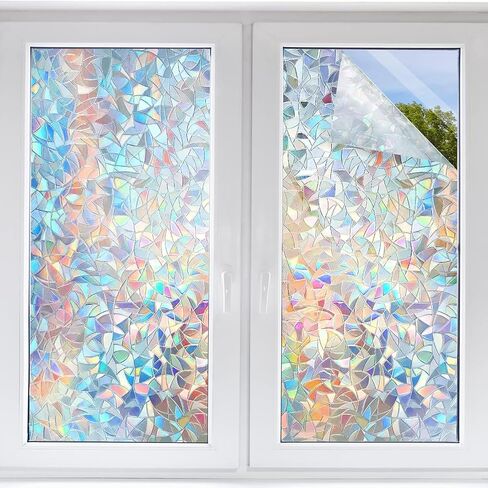 Window Privacy Film Static Cling Frosted Hibiscus 11.8 x 78.7 in No Glue Removable Non Adhesive Glass Cover for Bathroom Balcony Office Doors in Saudi Arabia