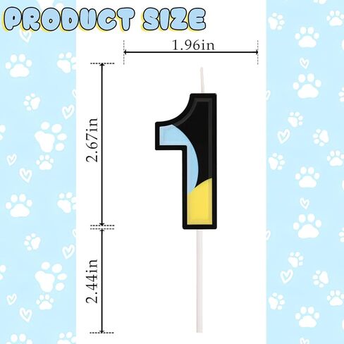2nd Birthday Candle for Boys Girls - Number 2 Candle, Blue Dog Cake Decorations, Blue Cartoon Themed Birthday Party Supplies in Kuwait