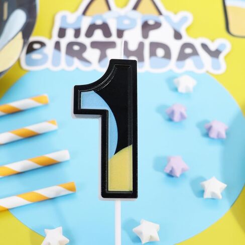 2nd Birthday Candle for Boys Girls - Number 2 Candle, Blue Dog Cake Decorations, Blue Cartoon Themed Birthday Party Supplies in Kuwait