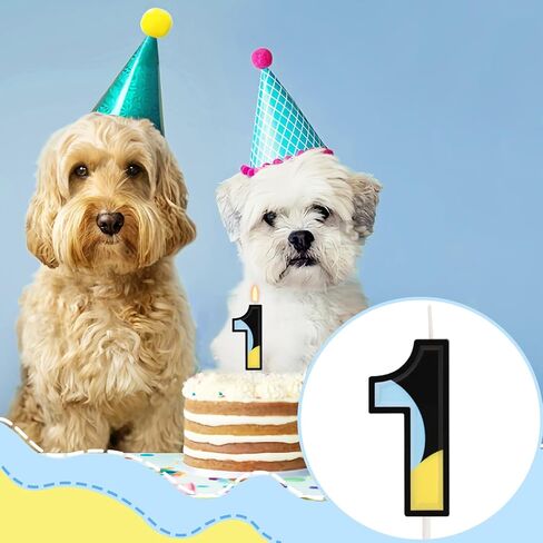 2nd Birthday Candle for Boys Girls - Number 2 Candle, Blue Dog Cake Decorations, Blue Cartoon Themed Birthday Party Supplies in Kuwait