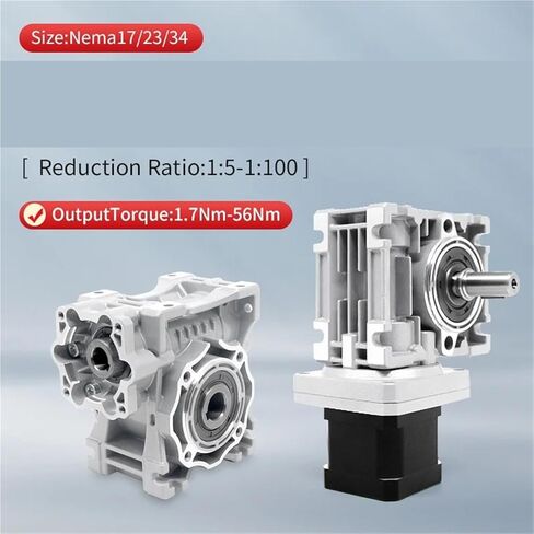 1:5-1:100 42mm Nema17 Motor Worm Gearbox Driver Worm Gear Reducer Stepper Motor 1.7-14Nm Hybrid Motor 1Pcs(Ratio 50) in Kuwait