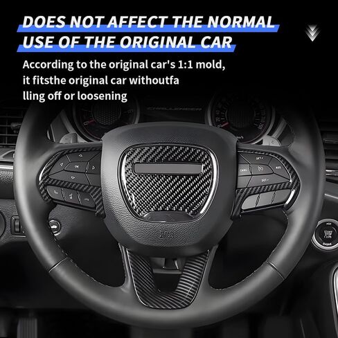 Carbon Fiber Style Car Steering Wheel Trim Cover Panel for Dodge Challenger Charger 2015-2023 and Dodge Durango 2014-2020 Auto Interior Decorations Accessories Center Console Protection Covers in Saudi Arabia