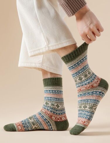 Men’s Winter Socks Crew Cabin Warm Thick Knit Cozy Soft Casual Vintage Winter Wool Cotton Athletic Casual Gifts Man Sock in Saudi Arabia