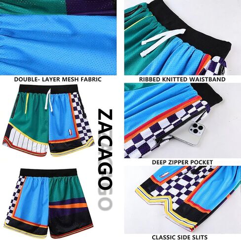 Men's Basketball Shorts Gym Athletic Short Mesh Double Layer Shorts with Zipper Pockets in Kuwait