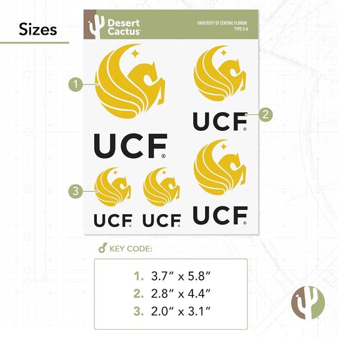 Desert Cactus University of Central Florida Knights UCF Stickers Vinyl Decals Laptop Water Bottle Car Scrapbook T3 (Type 3-1) in Saudi Arabia