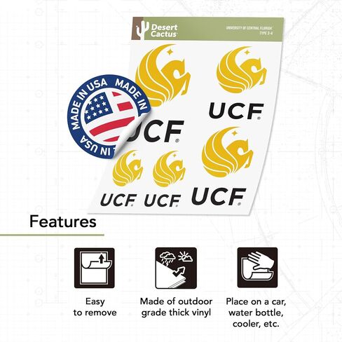 Desert Cactus University of Central Florida Knights UCF Stickers Vinyl Decals Laptop Water Bottle Car Scrapbook T3 (Type 3-1) in Saudi Arabia