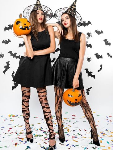 Bencailor 6 Pairs Women Fishnet Thigh High Stockings Lace Tights Patterned Waist Goth Leggings Tight Pantyhose for Halloween in Saudi Arabia