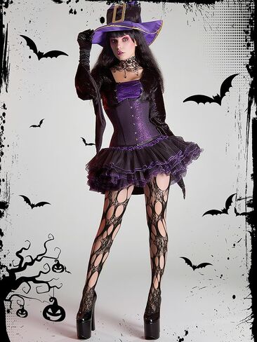 Bencailor 6 Pairs Women Fishnet Thigh High Stockings Lace Tights Patterned Waist Goth Leggings Tight Pantyhose for Halloween in Saudi Arabia
