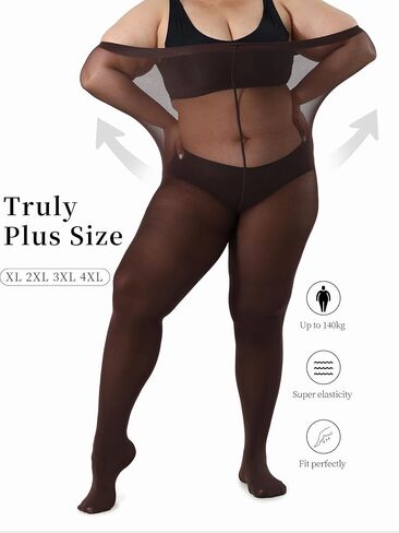 Plus Size Tights for Women 80D Semi Opaque Stockings Soft & Elastic Women’s Pantyhose 1XL XXL 3XL 4XL in Saudi Arabia