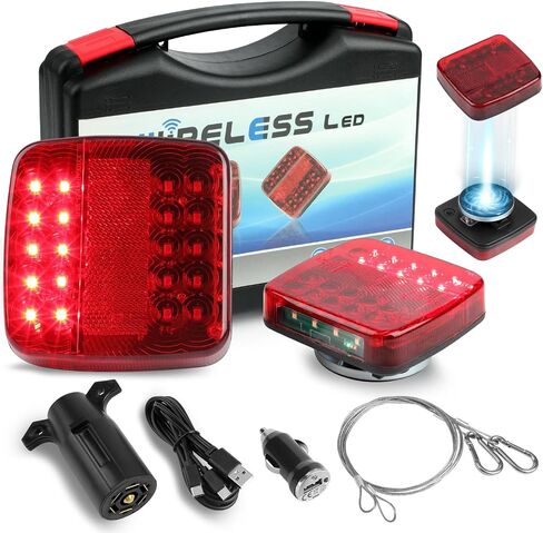 Wireless Trailer Lights Magnetic, Rechargeable Wireless Tail Lights for Trailer, IP67 Waterproof LED Towing Lamps Kit, Cordless Tow Lamps for Trucks, RV, Boat, Camper in Saudi Arabia
