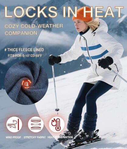 جوارب طويلة مبطنة بالصوف من MERYLURE للنساء، جوارب طويلة حرارية دافئة غير شفافة للشتاء، سراويل ضيقة عالية الخصر للتحكم في السميكة in Kuwait