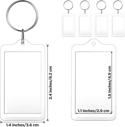 100 PCS Clear Acrylic Photo Keychain, Photo Insert Keychain, DIY Personalized Picture Frame Keyrings with Split Rings, 1.4 x 2.4 Inches in Saudi Arabia