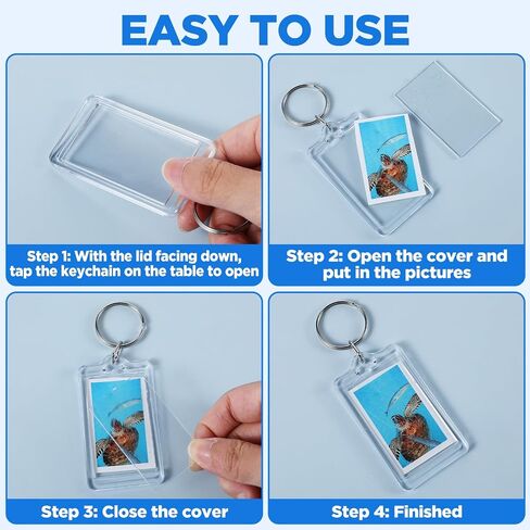 100 PCS Clear Acrylic Photo Keychain, Photo Insert Keychain, DIY Personalized Picture Frame Keyrings with Split Rings, 1.4 x 2.4 Inches in Saudi Arabia