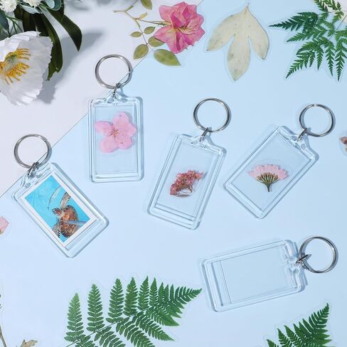 100 PCS Clear Acrylic Photo Keychain, Photo Insert Keychain, DIY Personalized Picture Frame Keyrings with Split Rings, 1.4 x 2.4 Inches in Saudi Arabia